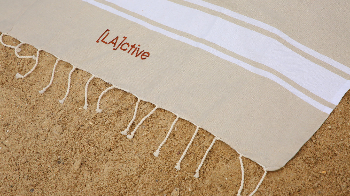 Fouta en tissage plat beige - coton 100% recyclé