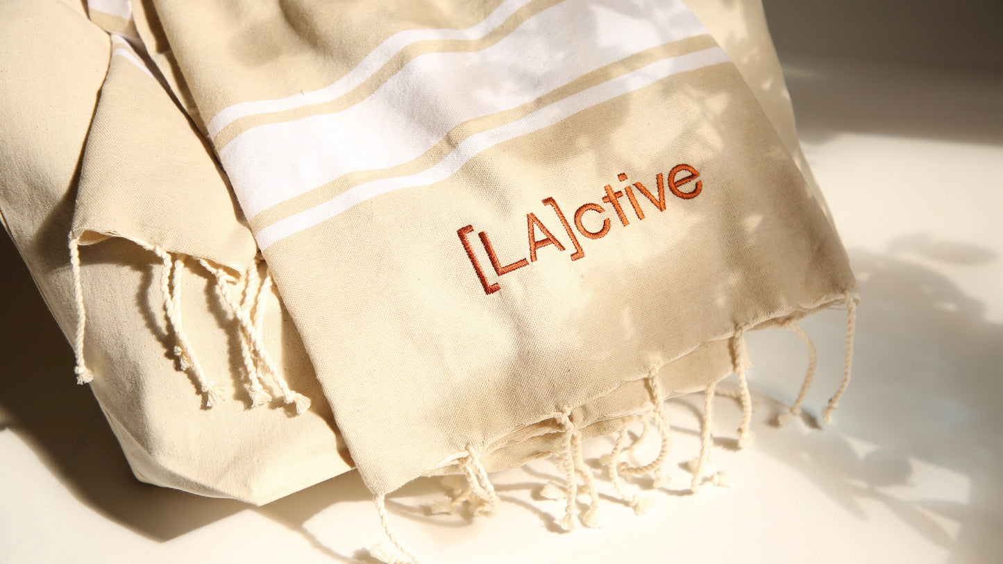 Fouta en tissage plat beige - coton 100% recyclé