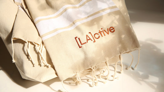 Fouta en tissage plat beige - coton 100% recyclé