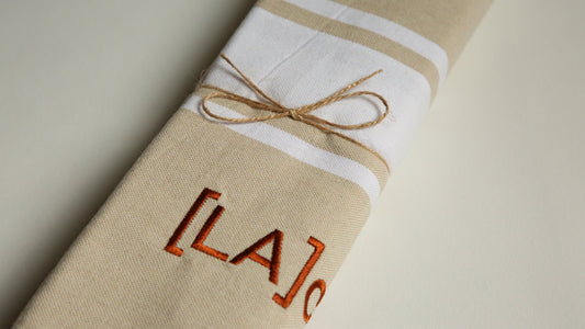 Fouta en tissage plat beige - coton 100% recyclé